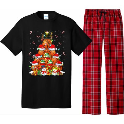 Basketball Xmas Lighting Tree Santa Basketball Christmas Meaningful Gift Pajama Set