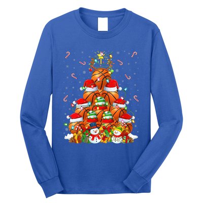 Basketball Xmas Lighting Tree Santa Basketball Christmas Meaningful Gift Long Sleeve Shirt