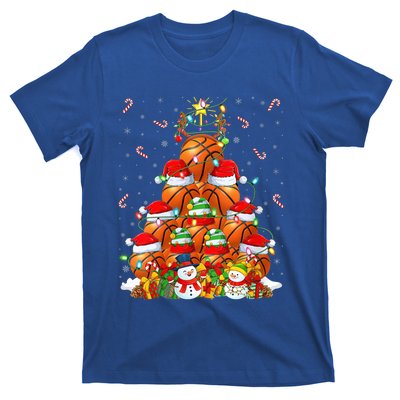 Basketball Xmas Lighting Tree Santa Basketball Christmas Meaningful Gift T-Shirt