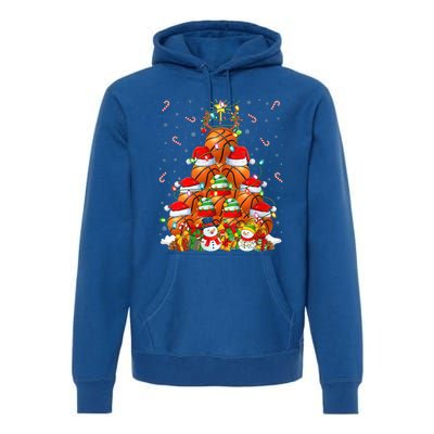 Basketball Xmas Lighting Tree Santa Basketball Christmas Meaningful Gift Premium Hoodie