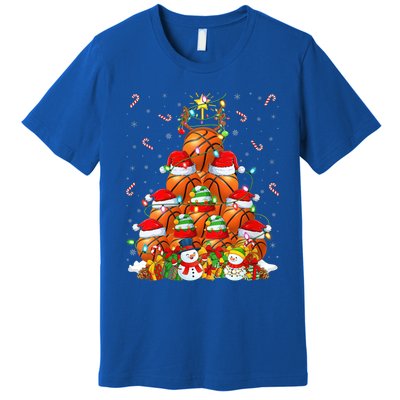 Basketball Xmas Lighting Tree Santa Basketball Christmas Meaningful Gift Premium T-Shirt