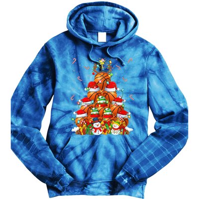 Basketball Xmas Lighting Tree Santa Basketball Christmas Meaningful Gift Tie Dye Hoodie