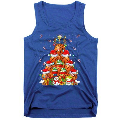 Basketball Xmas Lighting Tree Santa Basketball Christmas Meaningful Gift Tank Top