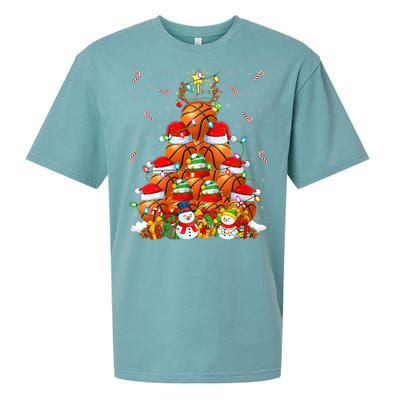 Basketball Xmas Lighting Tree Santa Basketball Christmas Meaningful Gift Sueded Cloud Jersey T-Shirt