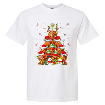 Basketball Xmas Lighting Tree Santa Basketball Christmas Meaningful Gift Garment-Dyed Heavyweight T-Shirt