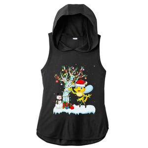 Bee Xmas Lighting Tree Santa Hat Bee Christmas Ladies PosiCharge Tri-Blend Wicking Draft Hoodie Tank