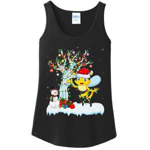 Bee Xmas Lighting Tree Santa Hat Bee Christmas Ladies Essential Tank