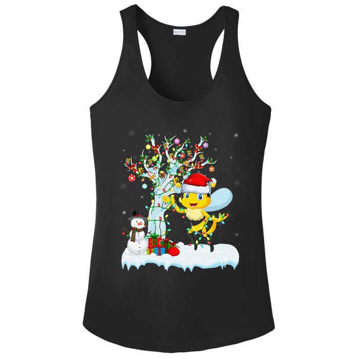 Bee Xmas Lighting Tree Santa Hat Bee Christmas Ladies PosiCharge Competitor Racerback Tank