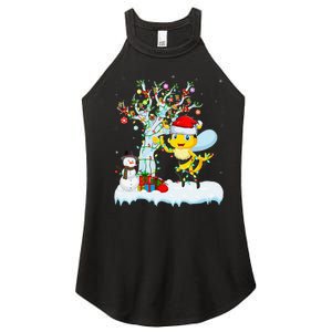 Bee Xmas Lighting Tree Santa Hat Bee Christmas Women's Perfect Tri Rocker Tank