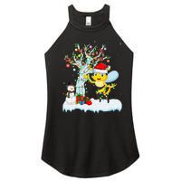 Bee Xmas Lighting Tree Santa Hat Bee Christmas Women's Perfect Tri Rocker Tank