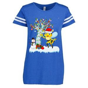 Bee Xmas Lighting Tree Santa Hat Bee Christmas Enza Ladies Jersey Football T-Shirt