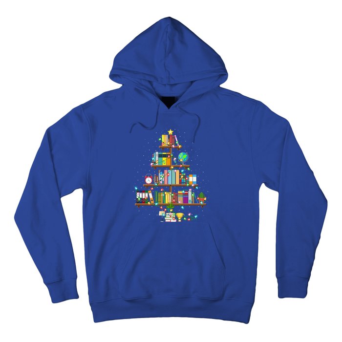 Bookworm Xmas Lighting Librarian Library Book Christmas Tree Cool Gift Hoodie