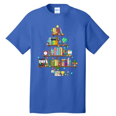 Bookworm Xmas Lighting Librarian Library Book Christmas Tree Cool Gift Tall T-Shirt