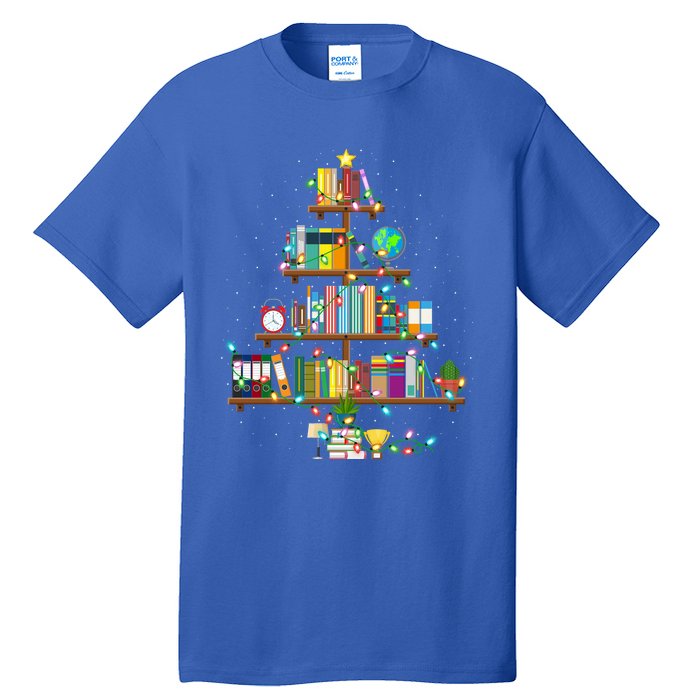 Bookworm Xmas Lighting Librarian Library Book Christmas Tree Cool Gift Tall T-Shirt