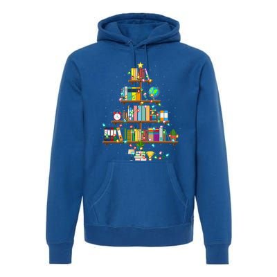 Bookworm Xmas Lighting Librarian Library Book Christmas Tree Cool Gift Premium Hoodie