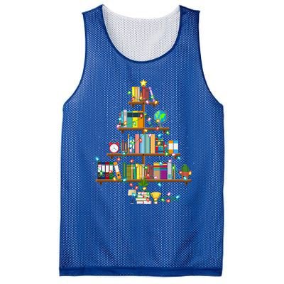 Bookworm Xmas Lighting Librarian Library Book Christmas Tree Cool Gift Mesh Reversible Basketball Jersey Tank