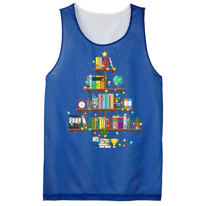 Bookworm Xmas Lighting Librarian Library Book Christmas Tree Cool Gift Mesh Reversible Basketball Jersey Tank