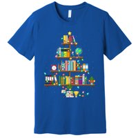 Bookworm Xmas Lighting Librarian Library Book Christmas Tree Cool Gift Premium T-Shirt