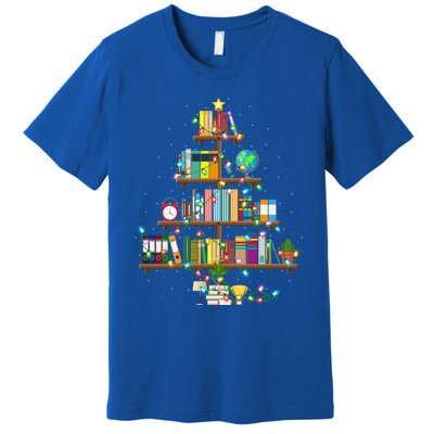 Bookworm Xmas Lighting Librarian Library Book Christmas Tree Cool Gift Premium T-Shirt