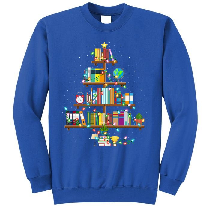 Bookworm Xmas Lighting Librarian Library Book Christmas Tree Cool Gift Tall Sweatshirt