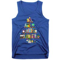 Bookworm Xmas Lighting Librarian Library Book Christmas Tree Cool Gift Tank Top