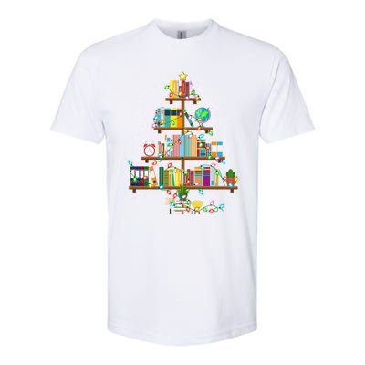 Bookworm Xmas Lighting Librarian Library Book Christmas Tree Cool Gift Softstyle CVC T-Shirt