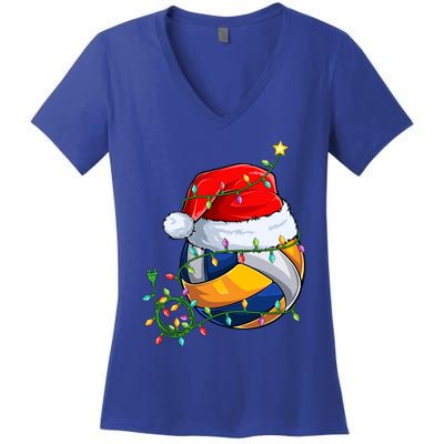 Basketball Xmas Lighting Santa Basketball Christmas Gift Women's V-Neck T-Shirt