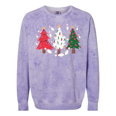 Bowling Xmas Lighting Santa Bowling Christmas Tree Great Gift Colorblast Crewneck Sweatshirt