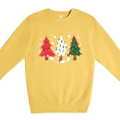 Bowling Xmas Lighting Santa Bowling Christmas Tree Great Gift Premium Crewneck Sweatshirt