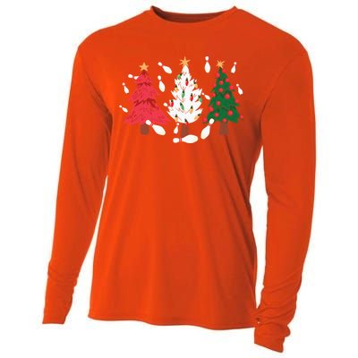 Bowling Xmas Lighting Santa Bowling Christmas Tree Great Gift Cooling Performance Long Sleeve Crew