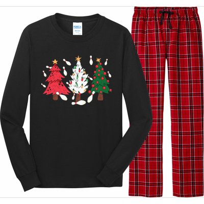 Bowling Xmas Lighting Santa Bowling Christmas Tree Great Gift Long Sleeve Pajama Set