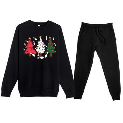 Bowling Xmas Lighting Santa Bowling Christmas Tree Great Gift Premium Crewneck Sweatsuit Set