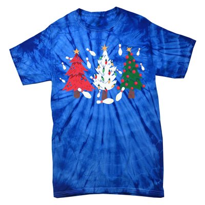 Bowling Xmas Lighting Santa Bowling Christmas Tree Great Gift Tie-Dye T-Shirt