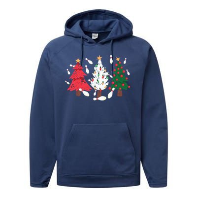 Bowling Xmas Lighting Santa Bowling Christmas Tree Great Gift Performance Fleece Hoodie