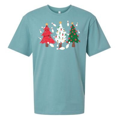 Bowling Xmas Lighting Santa Bowling Christmas Tree Great Gift Sueded Cloud Jersey T-Shirt