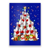 Bowling Xmas Lighting Tree Santa Bowling Christmas Gift Poster