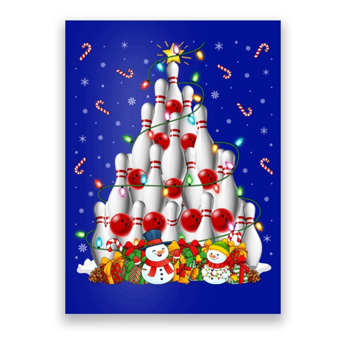 Bowling Xmas Lighting Tree Santa Bowling Christmas Gift Poster