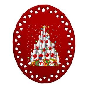 Bowling Xmas Lighting Tree Santa Bowling Christmas Gift Ceramic Oval Ornament