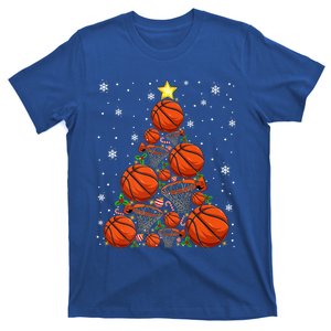 Basketball Xmas Tree Lights Santa Basketball Christmas Funny Gift T-Shirt