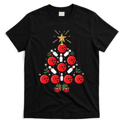 Bowling Xmas Tree Funny Holiday Gift Bowling Lover Christmas Cute Gift T-Shirt