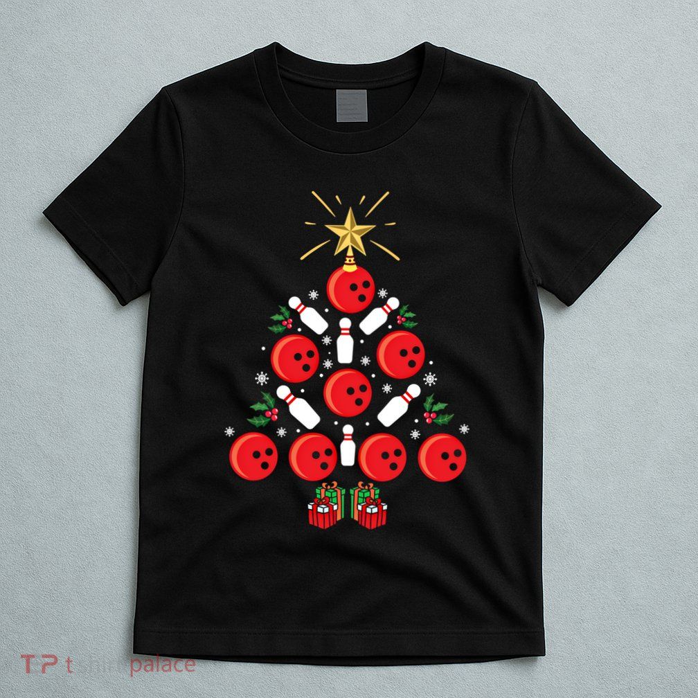 Bowling Xmas Tree Funny Holiday Gift Bowling Lover Christmas Cute Gift T-Shirt