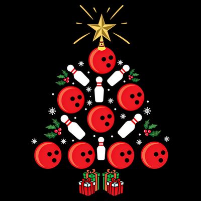 Bowling Xmas Tree Funny Holiday Gift Bowling Lover Christmas Cute Gift T-Shirt