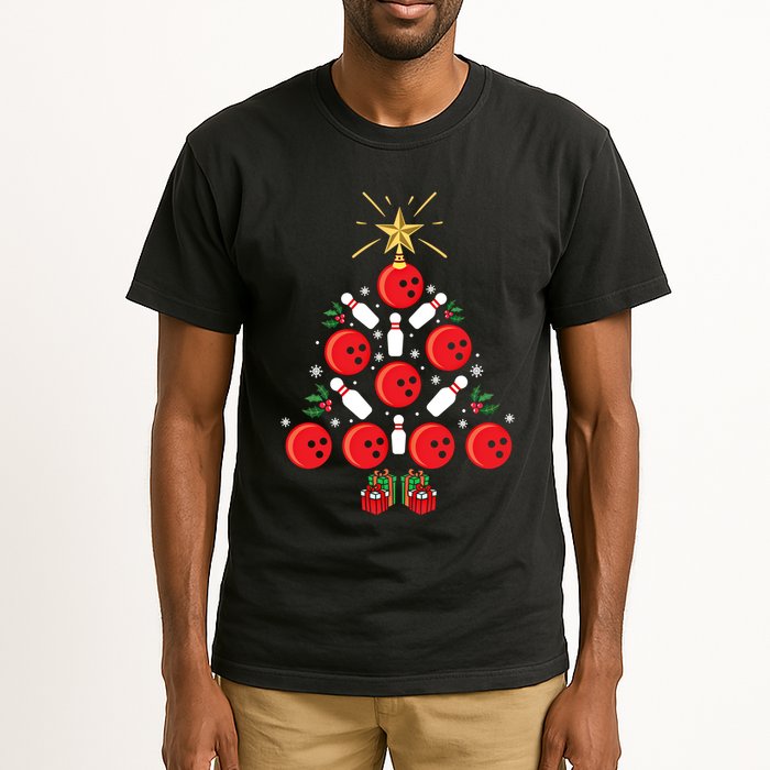 Bowling Xmas Tree Funny Holiday Gift Bowling Lover Christmas Cute Gift Tall T-Shirt