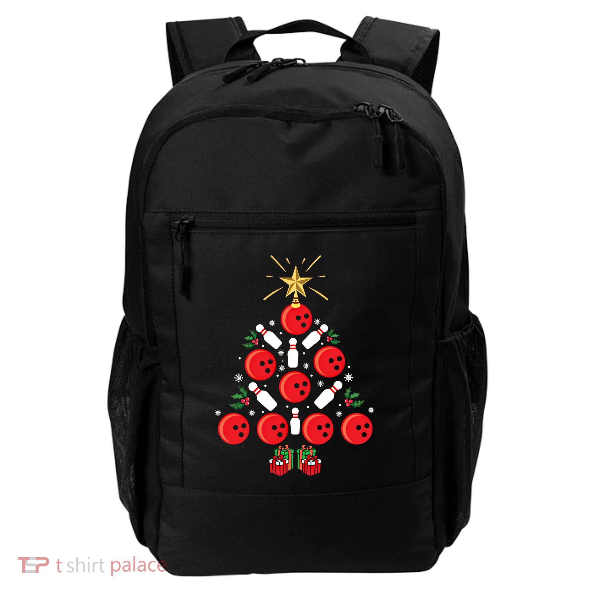 Bowling Xmas Tree Funny Holiday Gift Bowling Lover Christmas Cute Gift Backpack