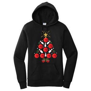 Bowling Xmas Tree Funny Holiday Gift Bowling Lover Christmas Cute Gift Women's Pullover Hoodie