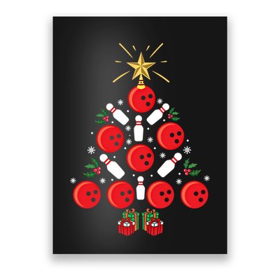 Bowling Xmas Tree Funny Holiday Gift Bowling Lover Christmas Cute Gift Poster