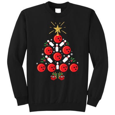 Bowling Xmas Tree Funny Holiday Gift Bowling Lover Christmas Cute Gift Tall Sweatshirt