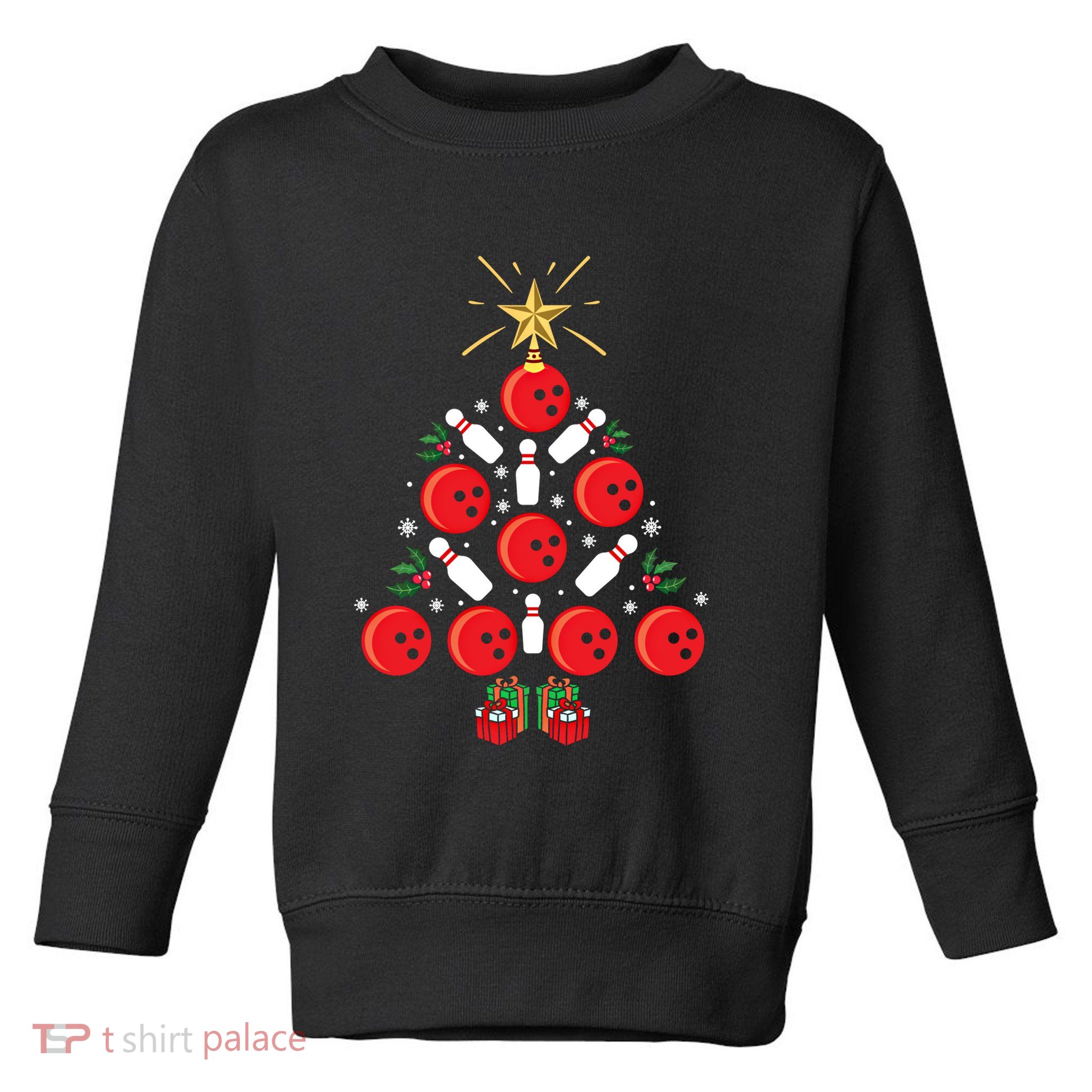 Bowling Xmas Tree Funny Holiday Gift Bowling Lover Christmas Cute Gift Toddler Sweatshirt