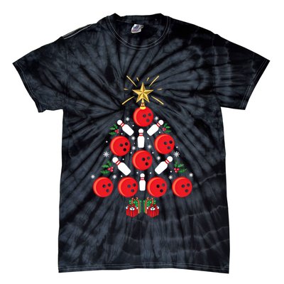 Bowling Xmas Tree Funny Holiday Gift Bowling Lover Christmas Cute Gift Tie-Dye T-Shirt