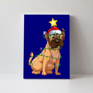 Bulldog Xmas Tree Lighting Santa Bulldog Christmas Gift Canvas